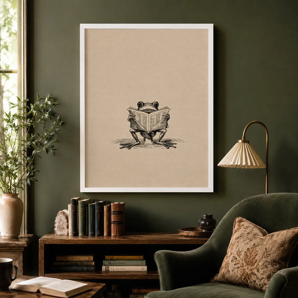 Frog Reading Newspaper Wall Art Decor
