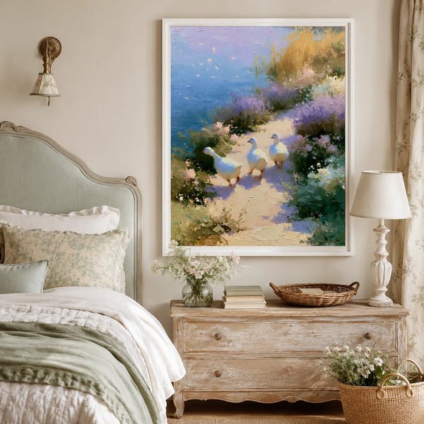 Geese on Garden Path Wall Art Decor