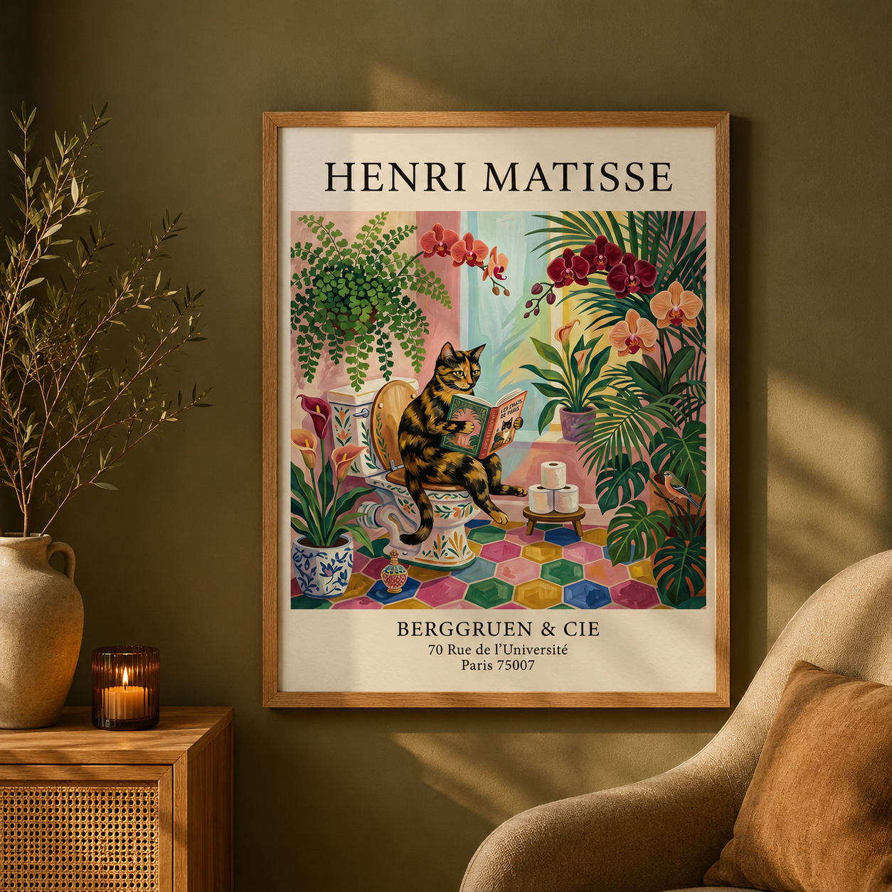 Henri Matisse Style Cat in Bathroom Exhibition Wall Art Decor – preview 11