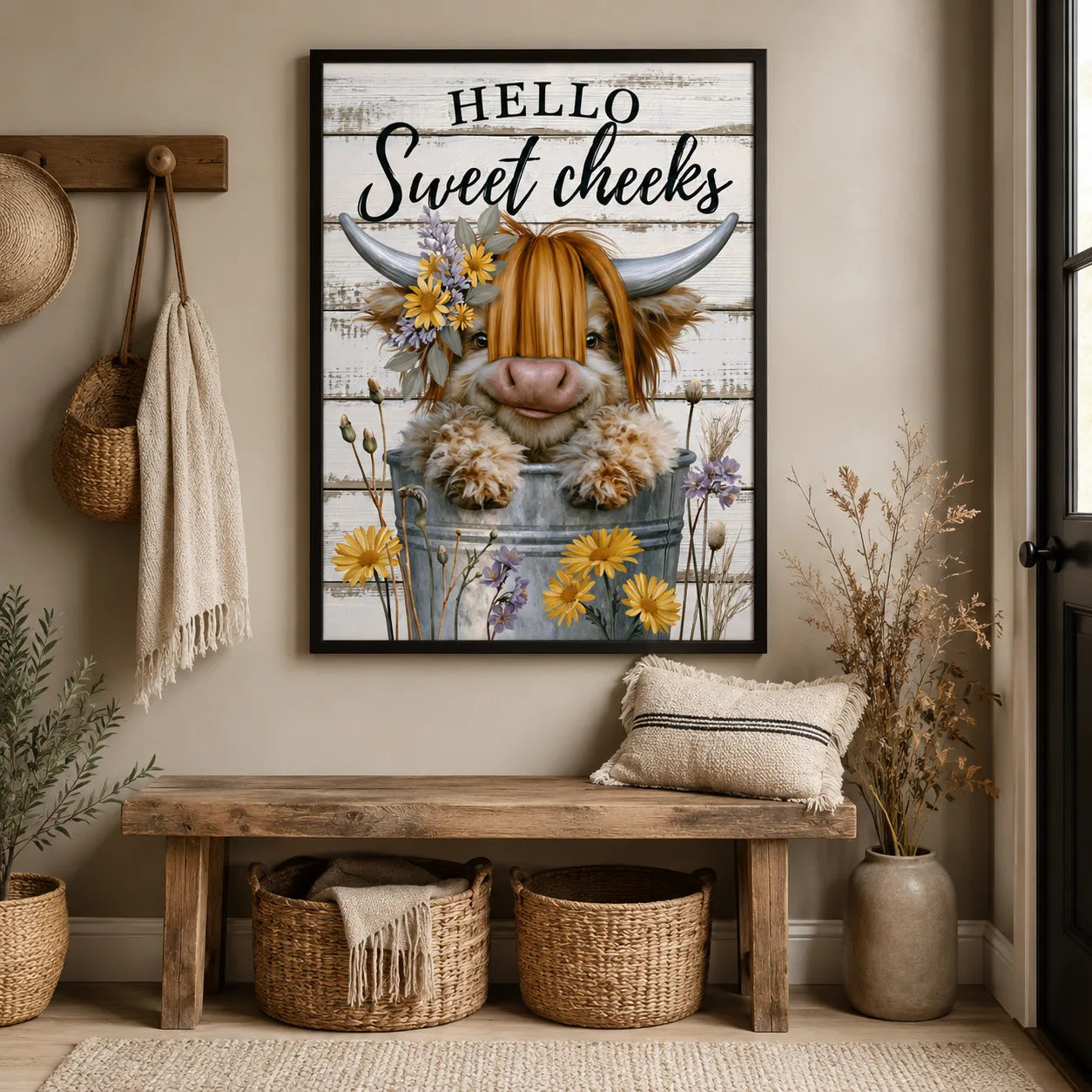 Highland Cow Hello Sweet Cheeks Wall Art Decor - Wall Art Decor - view 11