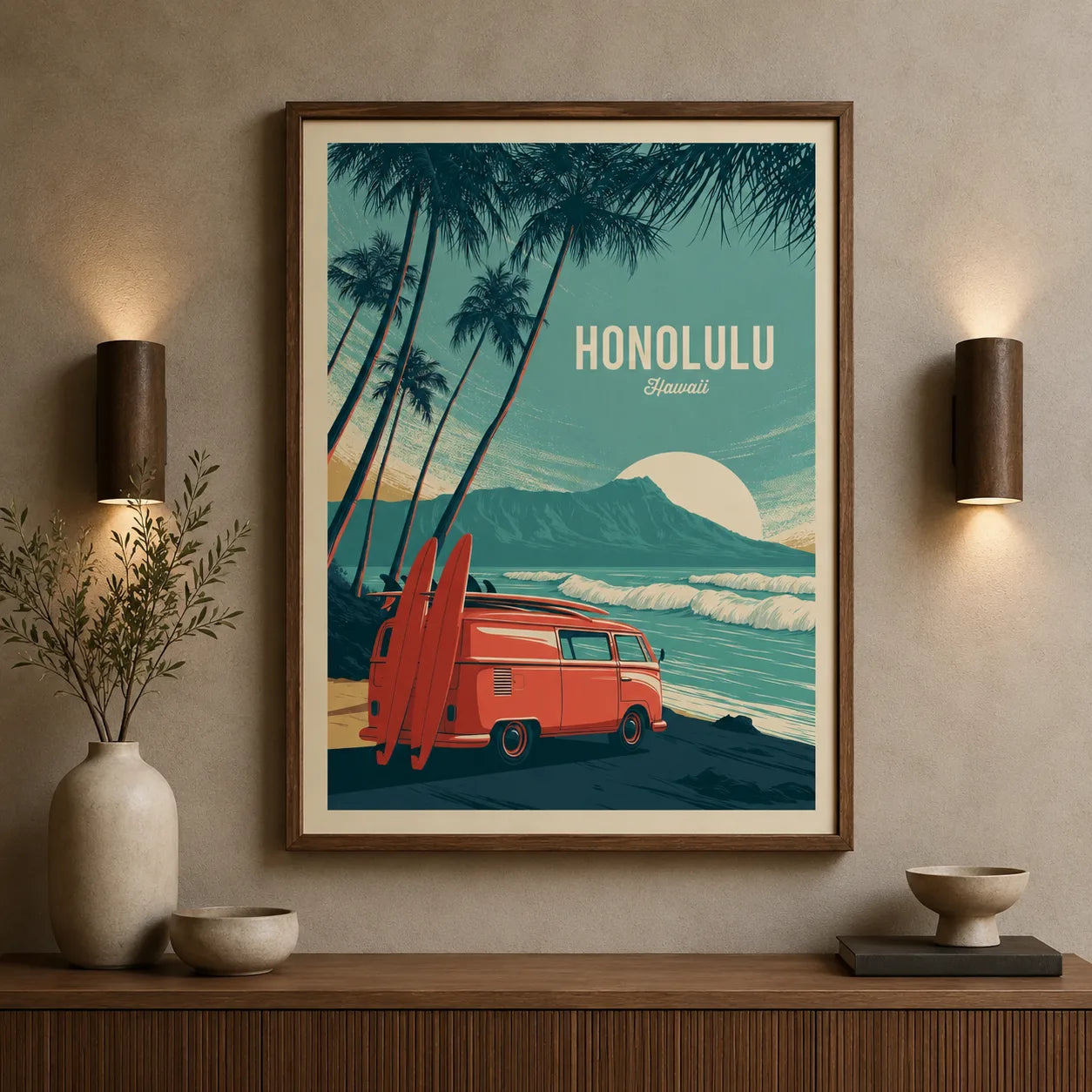 Honolulu Hawaii Surf Van Wall Art Decor - Wall Art Decor - view 11