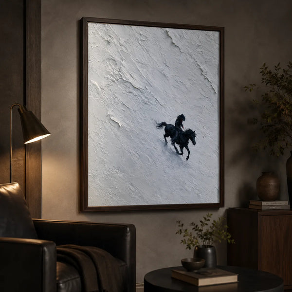 Horse Riders in Snow Wall Art Decor
