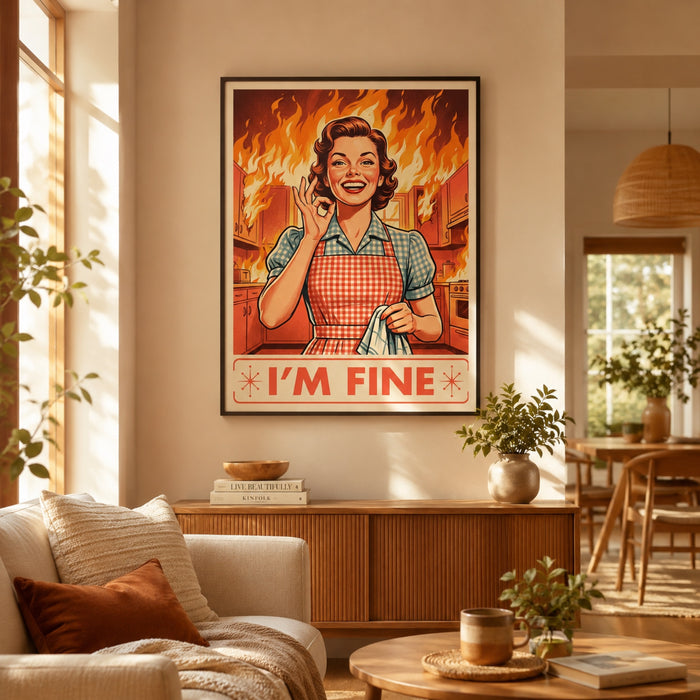 I'm Fine Burning Kitchen Wall Art Decor
