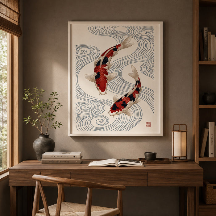 Japanese Koi Fish Duo Wall Art Decor