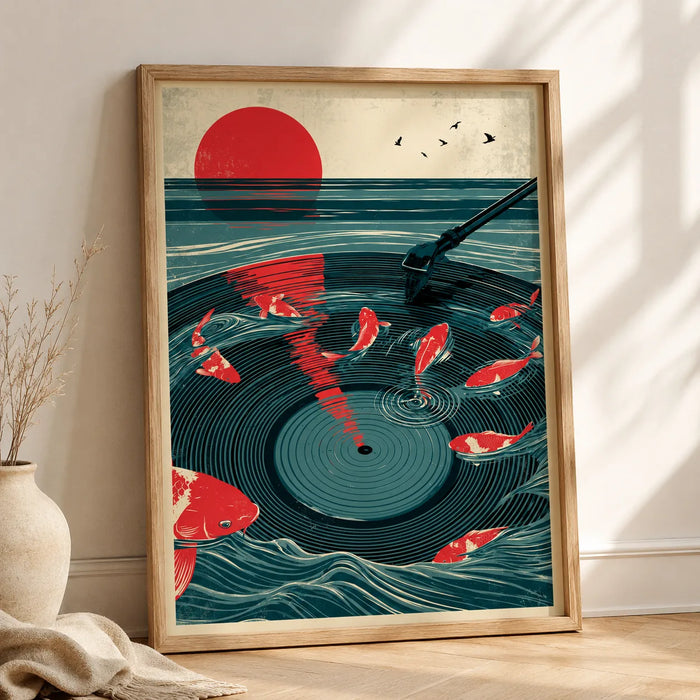 Japanese Koi Vinyl Record Wall Art Decor