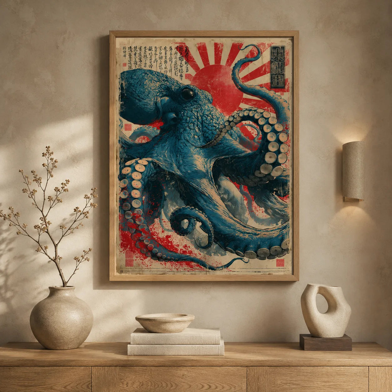 Japanese Octopus Rising Sun Wall Art Decor - Wall Art Decor - view 11