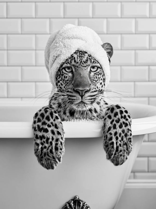 Leopard in Bathtub Wall Art Decor