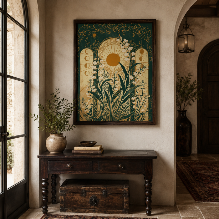 Lily of the Valley Celestial Art Nouveau Wall Art Decor