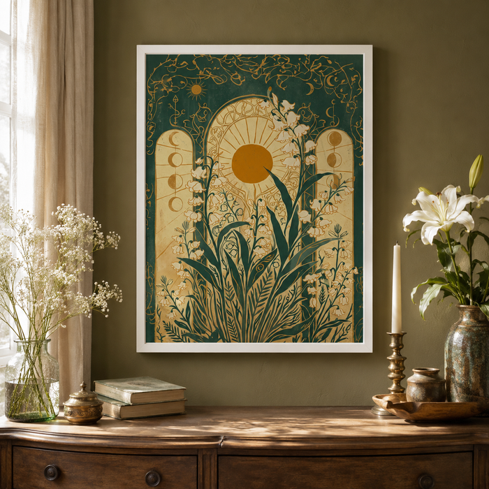 Lily of the Valley Celestial Art Nouveau Wall Art Decor