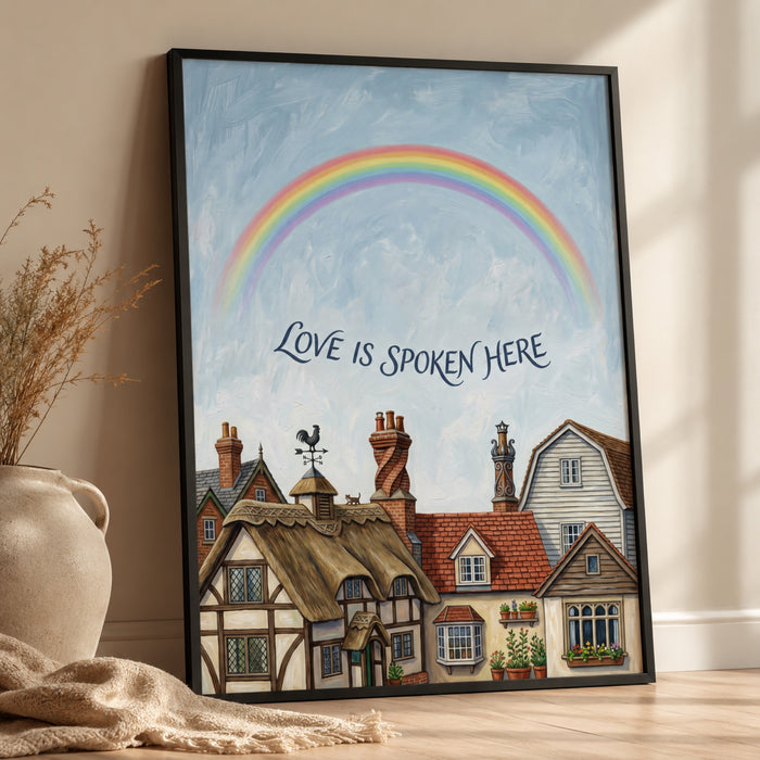 Love Is Spoken Here Cottage Village Wall Art Decor