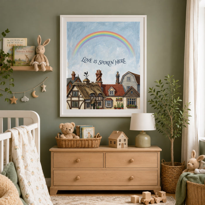 Love Is Spoken Here Cottage Village Wall Art Decor