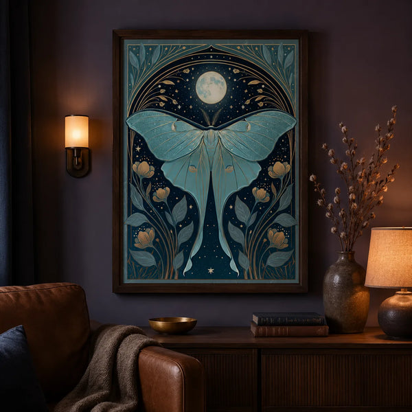 Luna Moth Moon Wall Art Decor