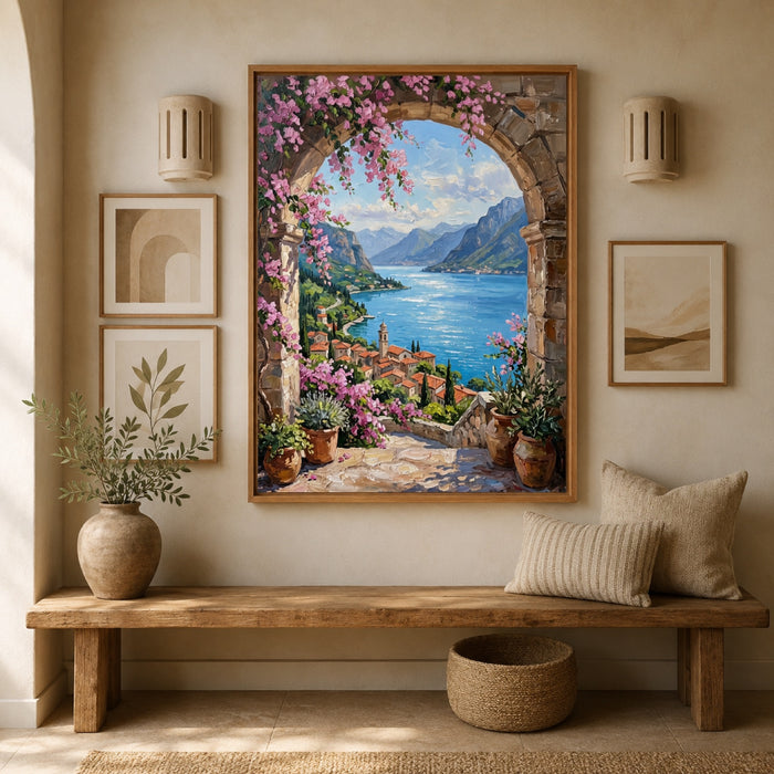 Mediterranean Coast Floral Archway Wall Art Decor
