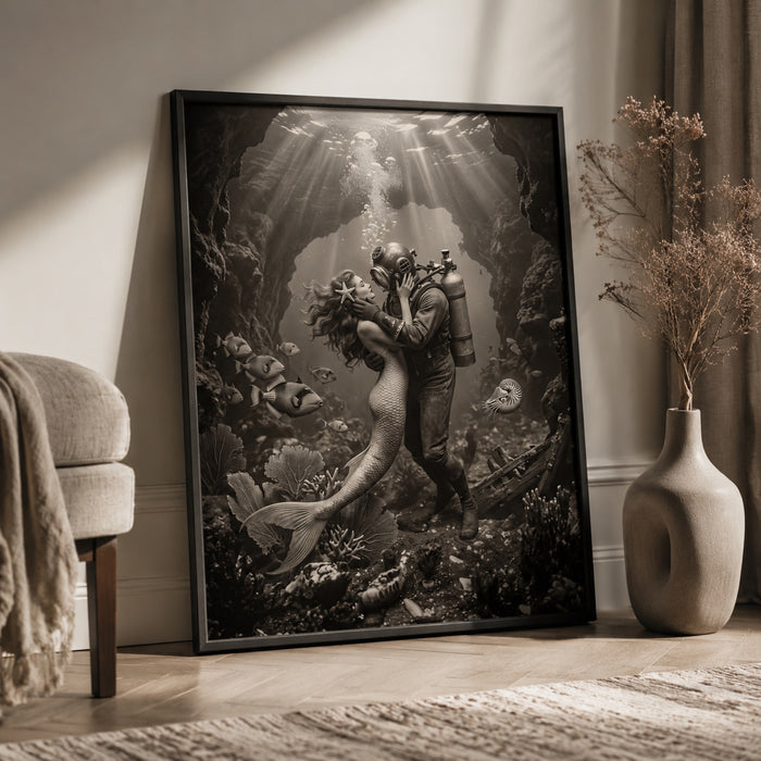 The Mermaid and the Deep-Sea Diver Wall Art Decor