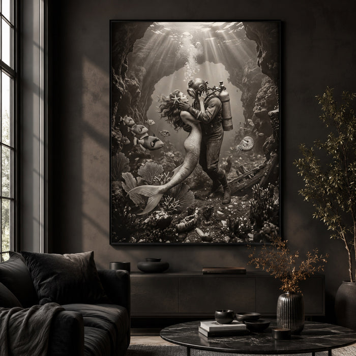 The Mermaid and the Deep-Sea Diver Wall Art Decor