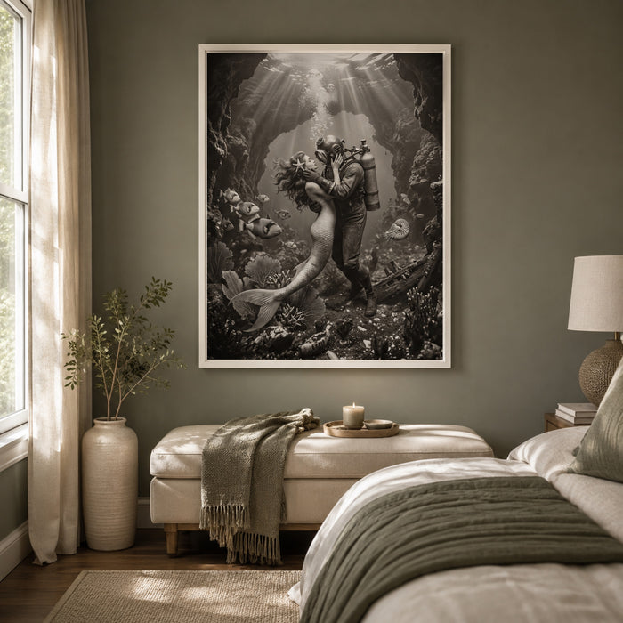 The Mermaid and the Deep-Sea Diver Wall Art Decor