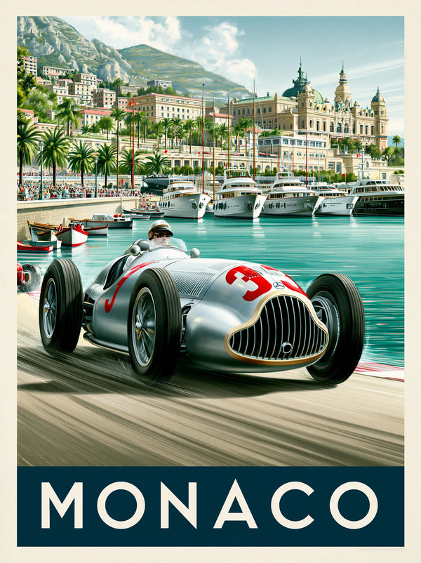 Monaco Vintage Race Car Wall Art Decor