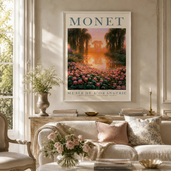 Monet Water Lily Sunset Wall Art Decor