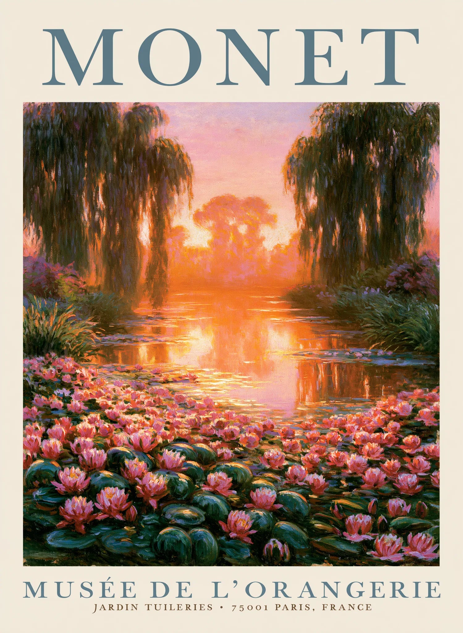 Monet Water Lily Sunset Wall Art Decor | Living Room – Trending