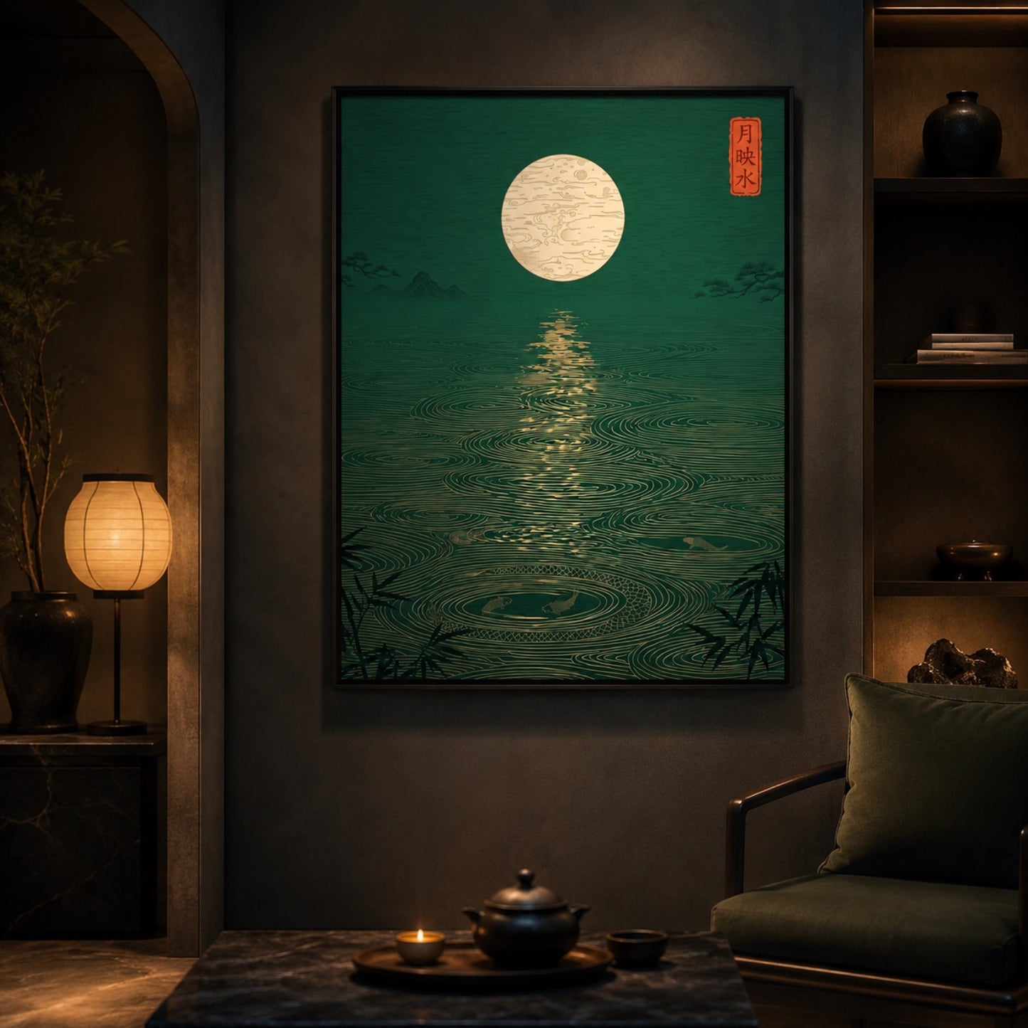 Moonlit Koi Pond Wall Art Decor preview 11