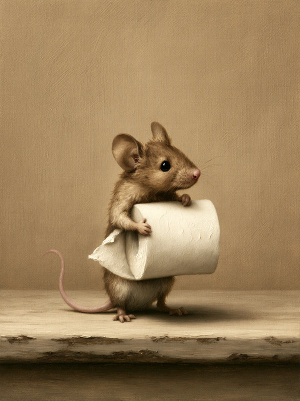 Mouse Holding Toilet Paper Wall Art Decor