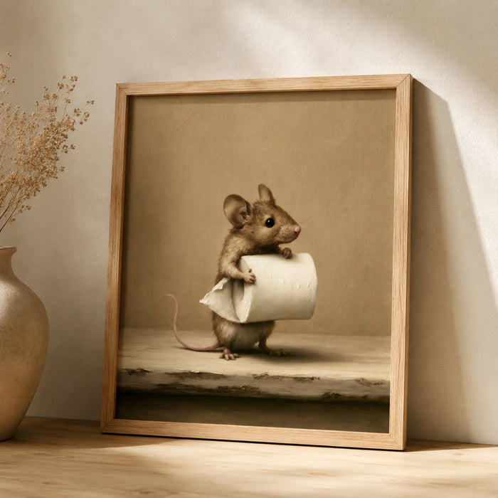 Mouse Holding Toilet Paper Wall Art Decor