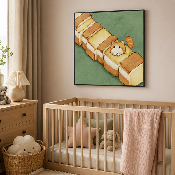 Orange Cat in Toast Wall Art Decor