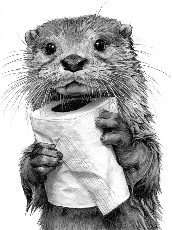 Otter Holding Toilet Paper Wall Art Decor