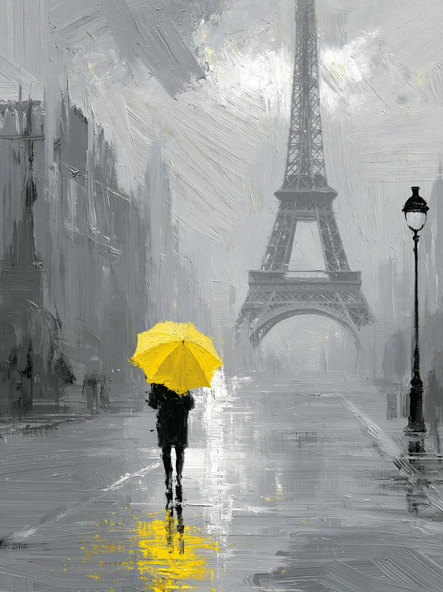 Paris Yellow Umbrella Wall Art Decor