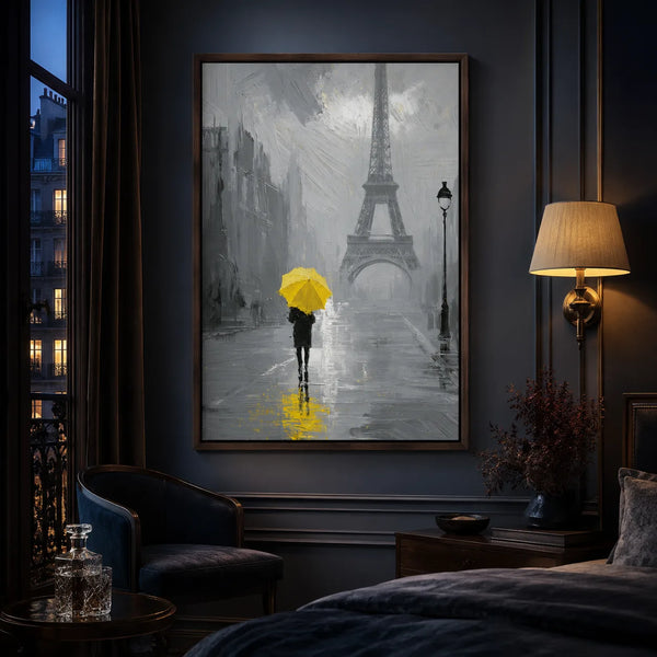Paris Yellow Umbrella Wall Art Decor