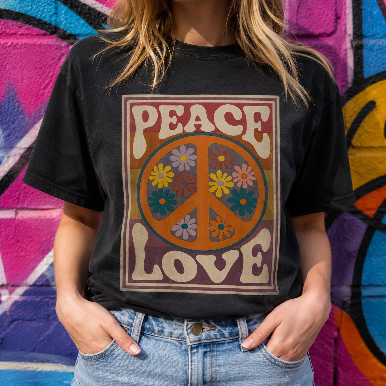 Peace Love Floral Wall Art Decor - Wall Art Decor - in use