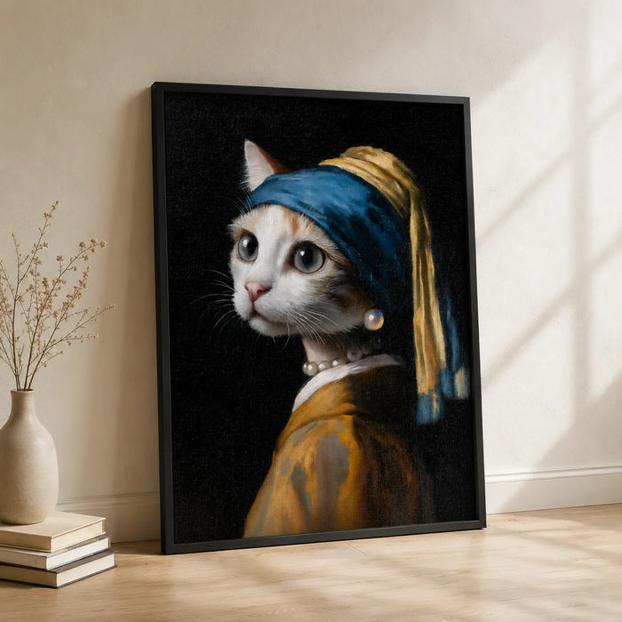 Pearl Earring Cat Wall Art Decor