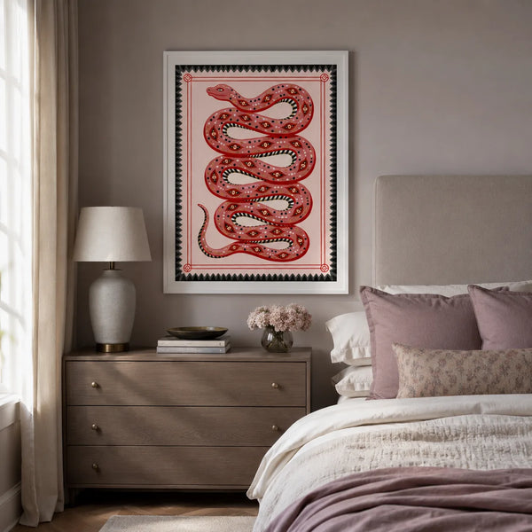 Pink Serpent Folk Wall Art Decor