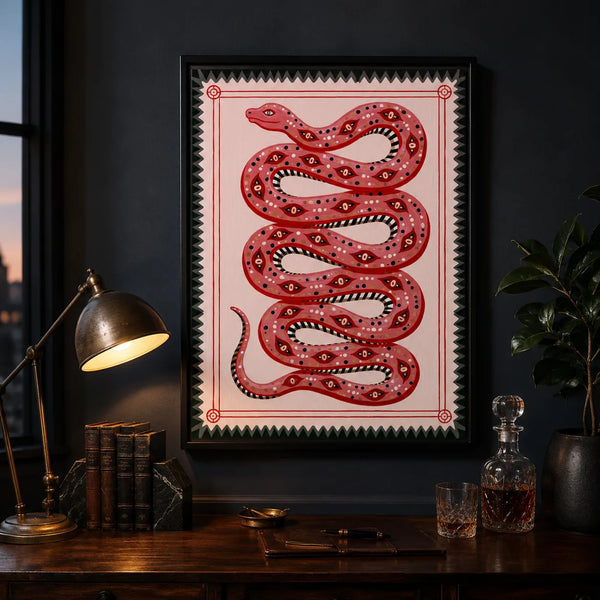 Pink Serpent Folk Wall Art Decor