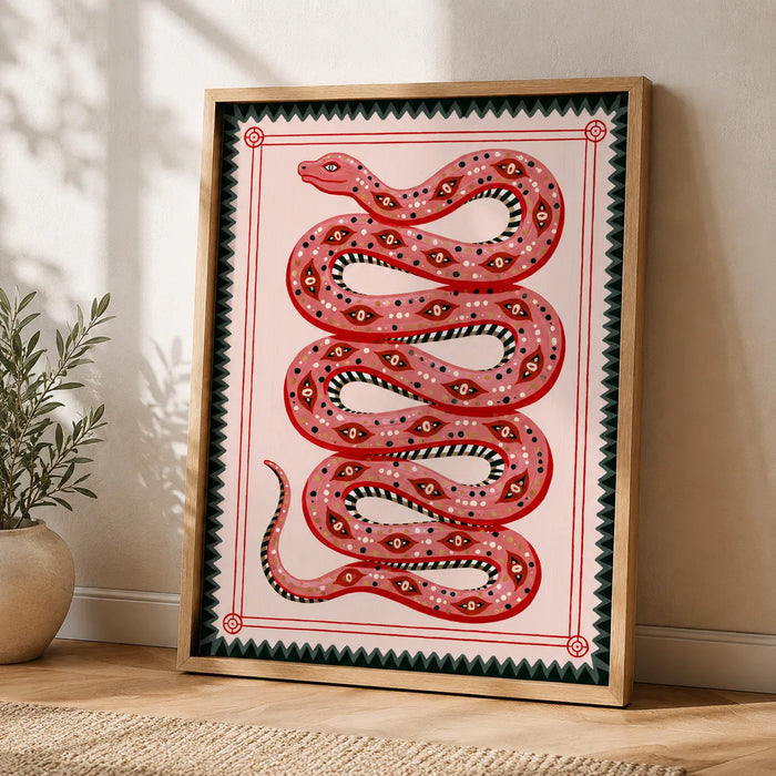 Pink Serpent Folk Wall Art Decor