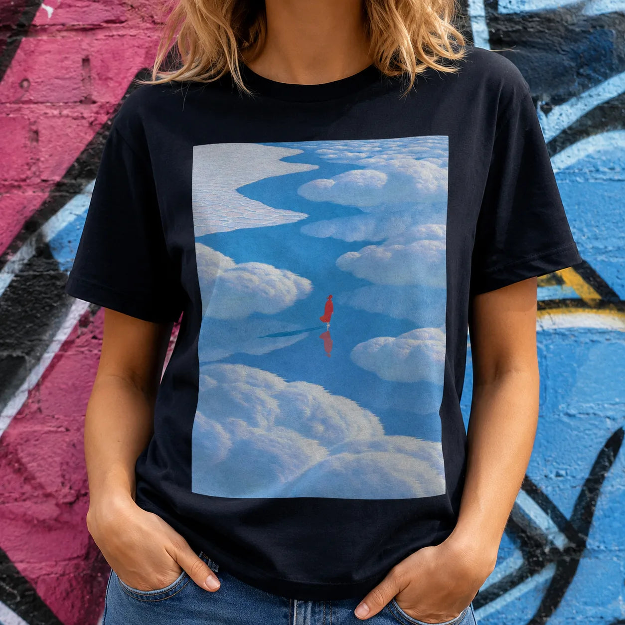 Red Figure Cloudscape Wall Art Decor - Wall Art Decor - in use