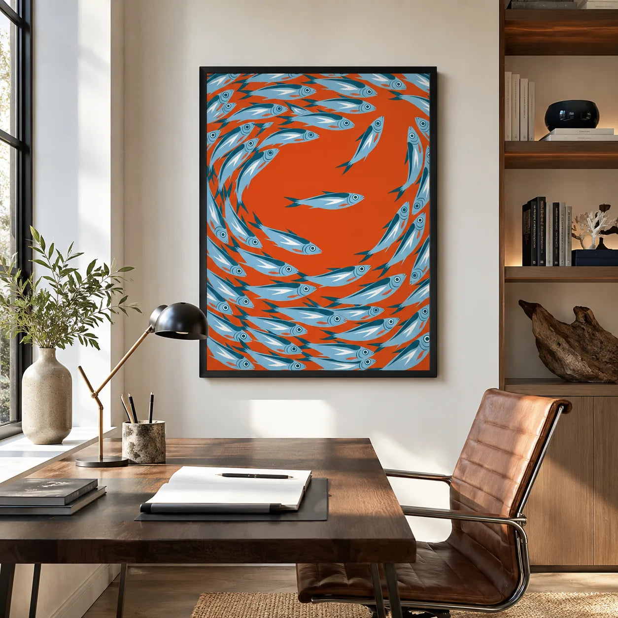 Sardine School Swirl Wall Art Decor - Wall Art Decor - close up