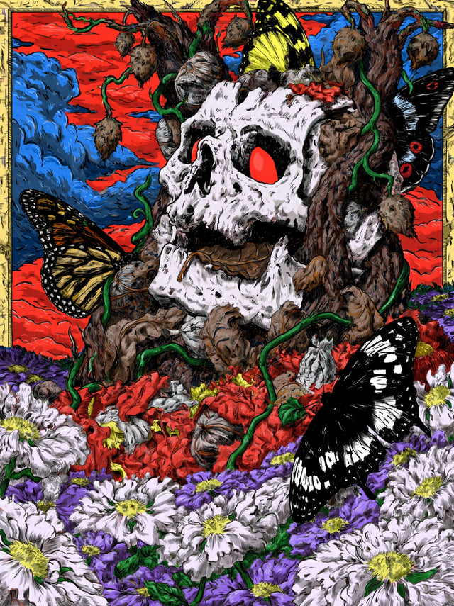 Skull Tree Butterfly Wall Art Decor
