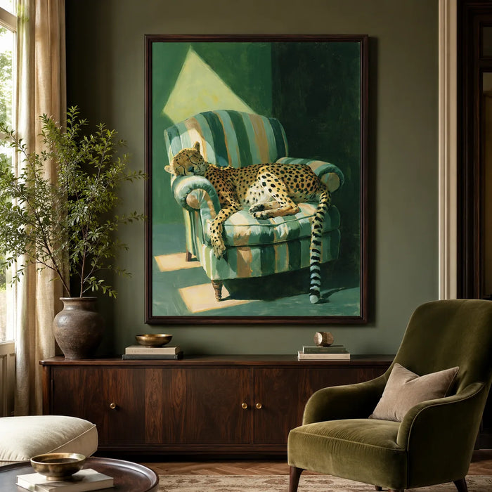 Sleeping Cheetah Armchair Wall Art Decor