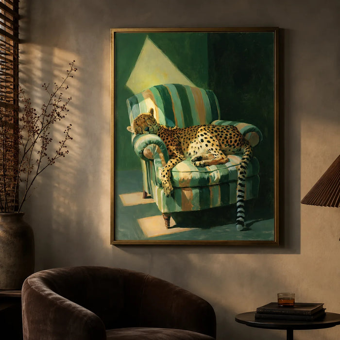 Sleeping Cheetah Armchair Wall Art Decor