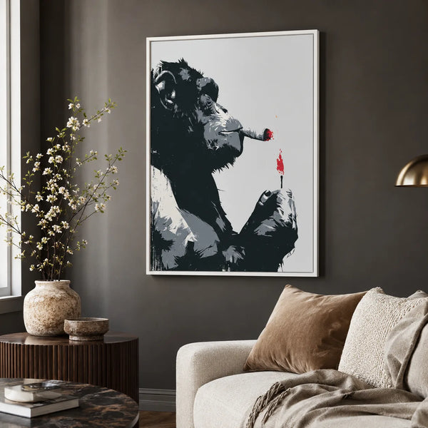 Smoking Chimp Graffiti Wall Art Decor