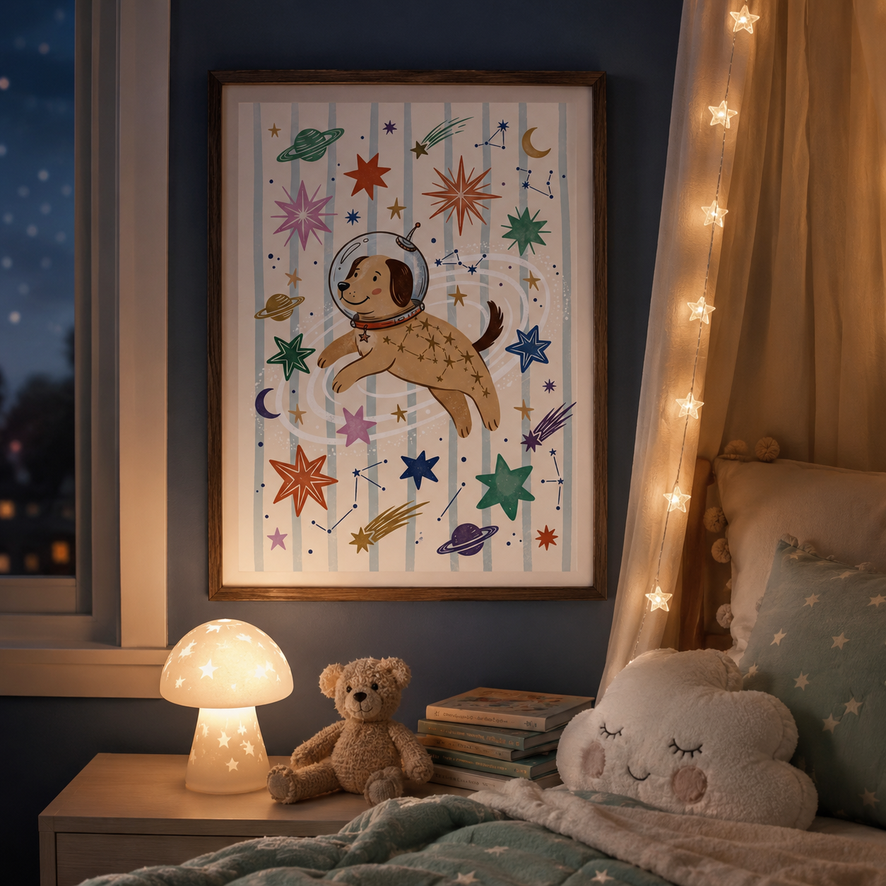 Space Dog Astronaut Nursery Wall Art Decor – preview 11