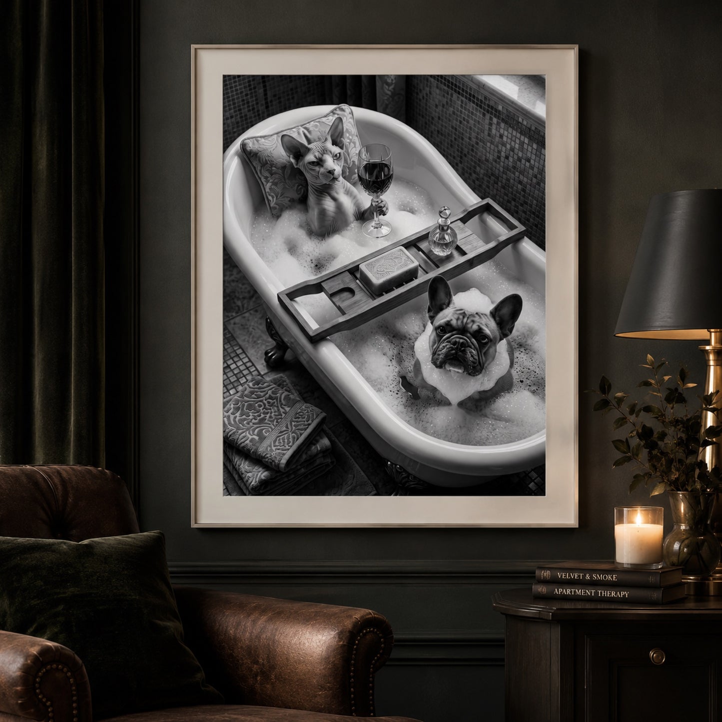 Sphynx and Frenchie Spa Bath Wall Art Decor preview 11