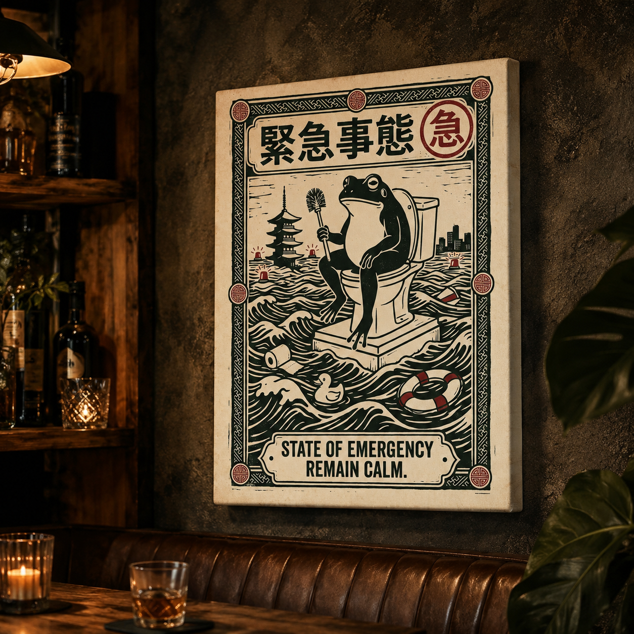State of Emergency Frog Vintage Bathroom Wall Art Decor – preview 11