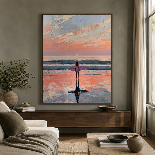 Surfer at Sunset Wall Art Decor