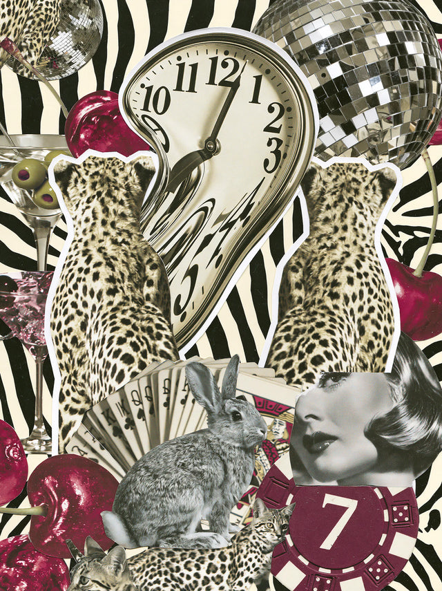 Surreal Leopard Casino Collage Wall Art Decor