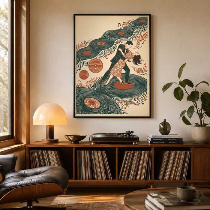 Vinyl Records Dancing Couple Wall Art Decor