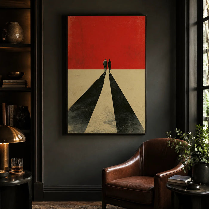 Walking Couple Long Shadows Wall Art Decor