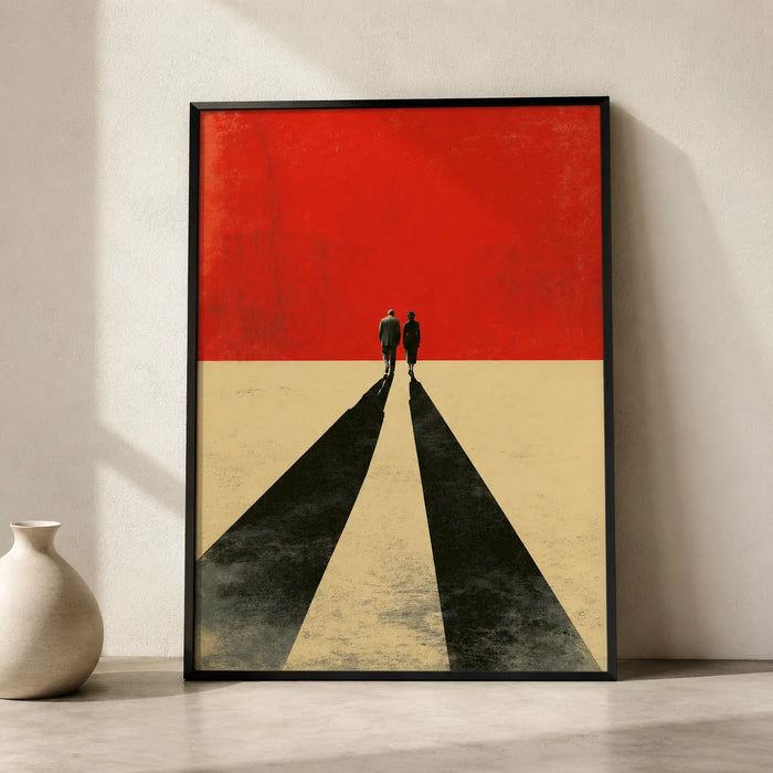 Walking Couple Long Shadows Wall Art Decor