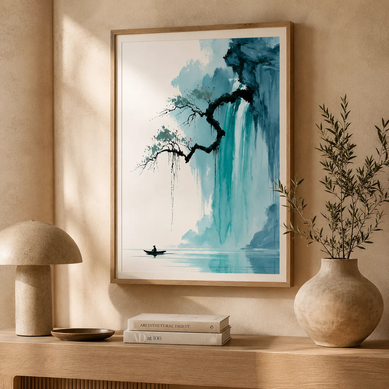 Waterfall Fisherman Landscape Wall Art Decor - Wall Art Decor - view 11